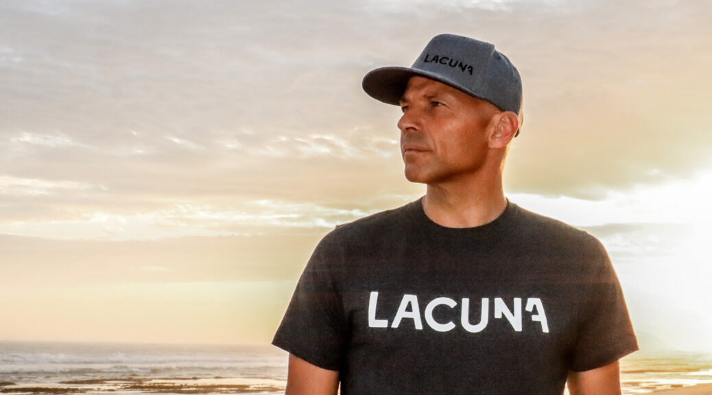 Cedric Vandenschrik with Lacuna Tshirt at Sunset on beach